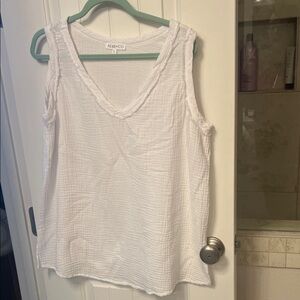 Women's White Gauze Sleeveless Top